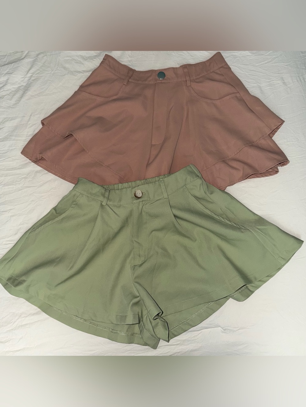 Brand New Vintage Style Green Brown Mini Ruffle Summer Formal Event Small Shorts